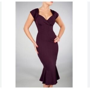Stop Staring! 'Lula' vintage-style dress in an eggplant or dark purple color